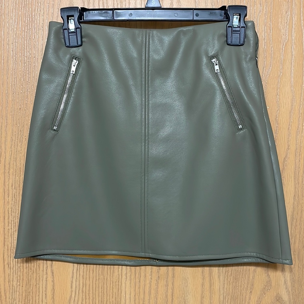 Olive Pleather Skirt